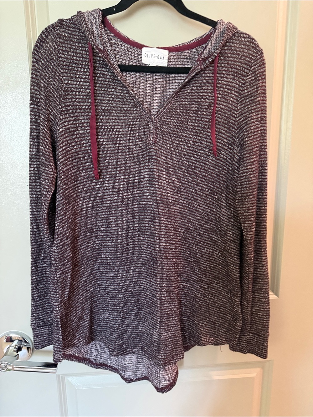 Olive & Oak Marled Plum Hooded Knit Pullover M